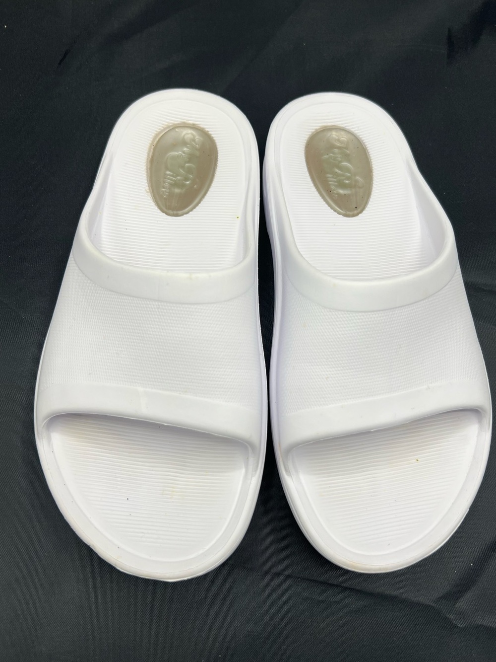 Women's White Slide Sandals with Cushioned Footbed